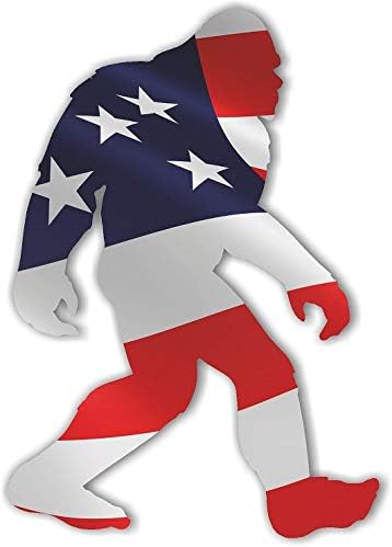 American Flag Sasquatch Bigfoot Vinyl Window Decal Patriotic Laminated