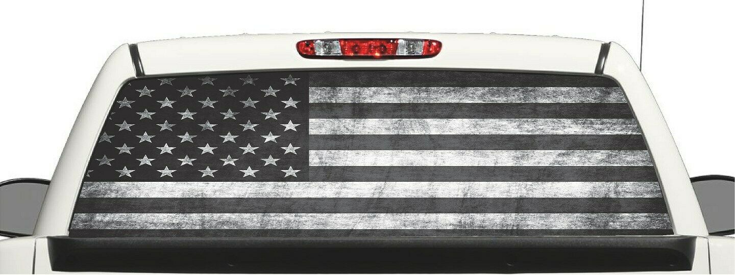 Truck SUV Distressed Subdue Flag Window Decal Perforated Vinyl Wrap