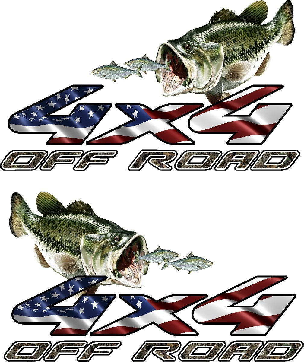4x4 Truck Offroad Camo American Flag Bass Chasing Shad Decal Cast Vinyl