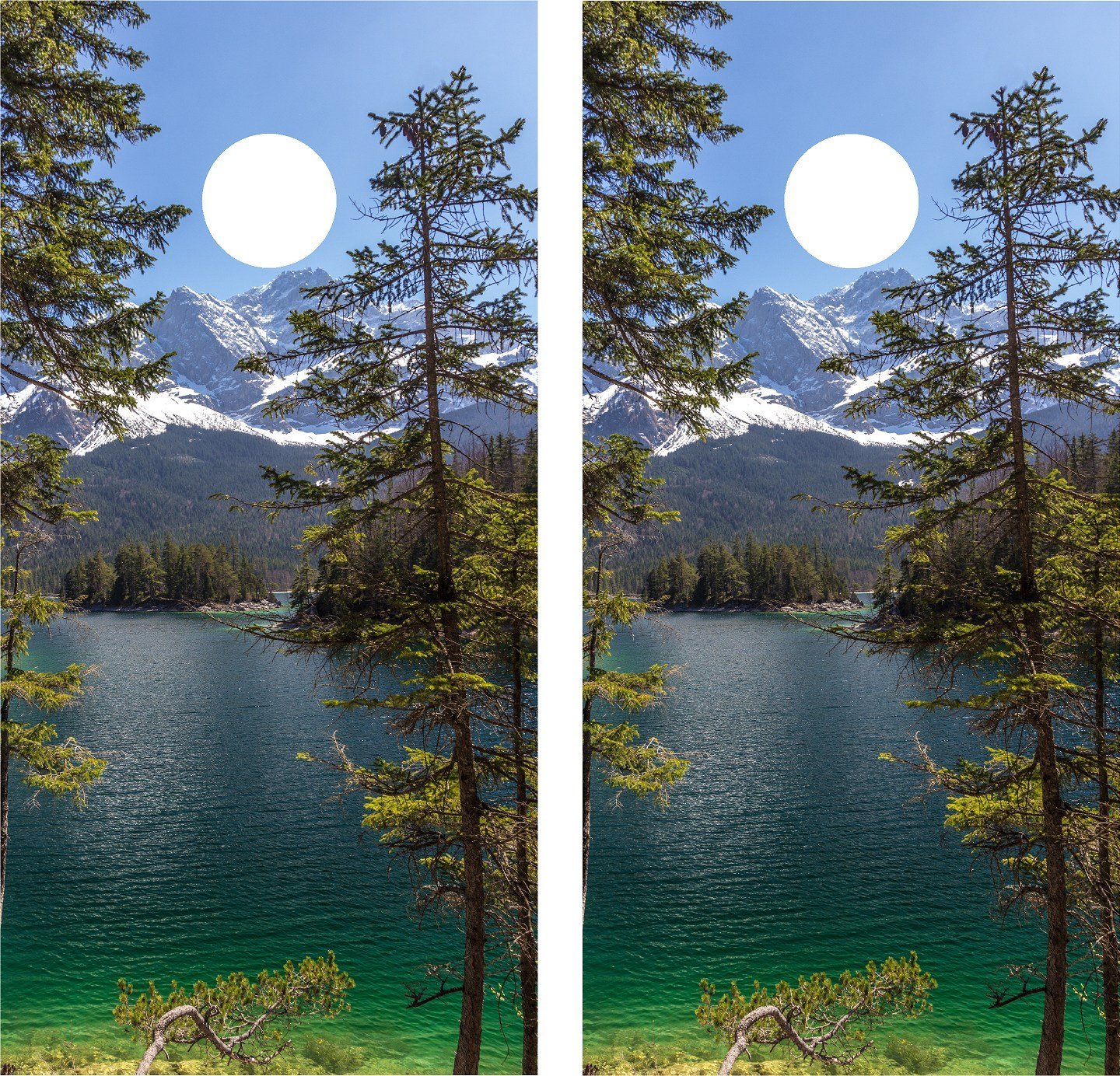 Cornhole Wrap Decal Mountain Lake Laminated Includes 2 Decals