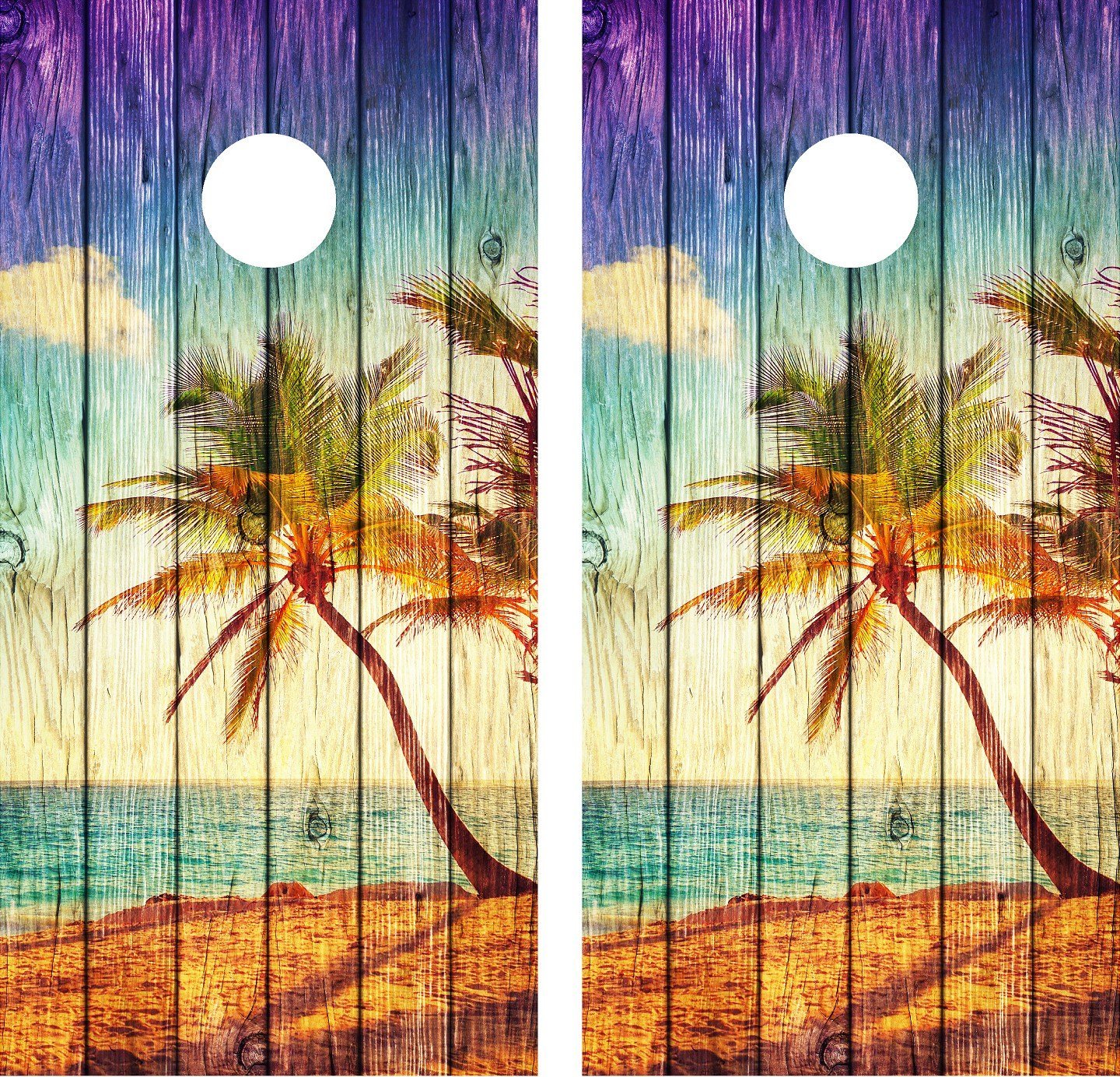 Cornhole Wrap Palm Tree Weathered Wood Decal Beach Palm Tree Weathered Wood