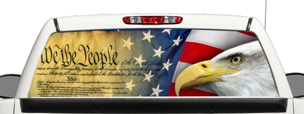 Gun Rights Truck Rear Window Wrap Decal We the People Graphic Perforated Vinyl