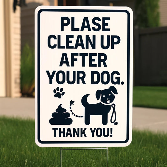 AV Grafx Clean Up After Your Dog Signs - 8 x 12 Double Sided Coroplast Keep Off Grass Sign Pick Up After Your Dog Sign No Dog Poop Signs for Yard