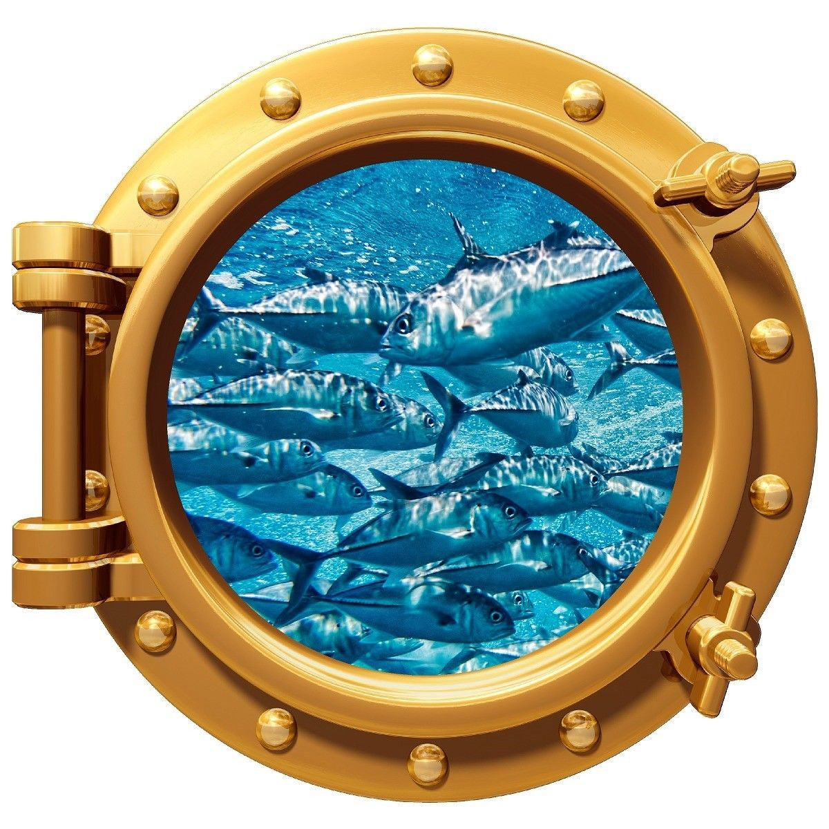 Tuna School Underwater Porthole Wall Graphic Decal 12" Removable Reusable