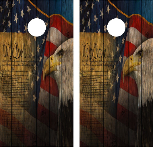 Cornhole Wrap Decal We The People Gun Rights Weathered Wood Laminated Includes 2 Decals