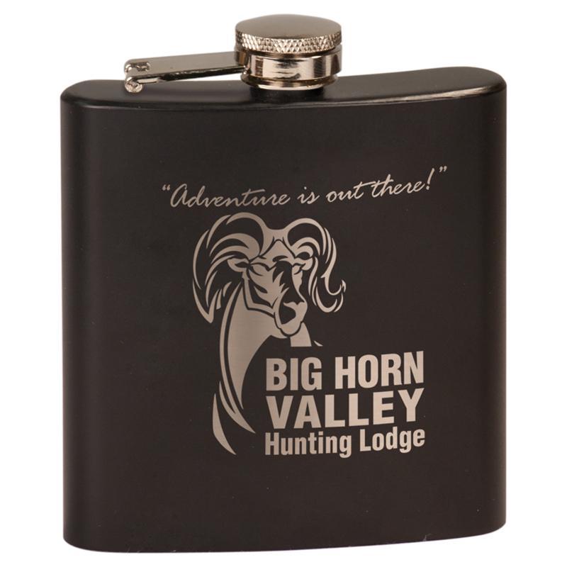 6 oz. Etched Black Matte Stainless Steel Flask